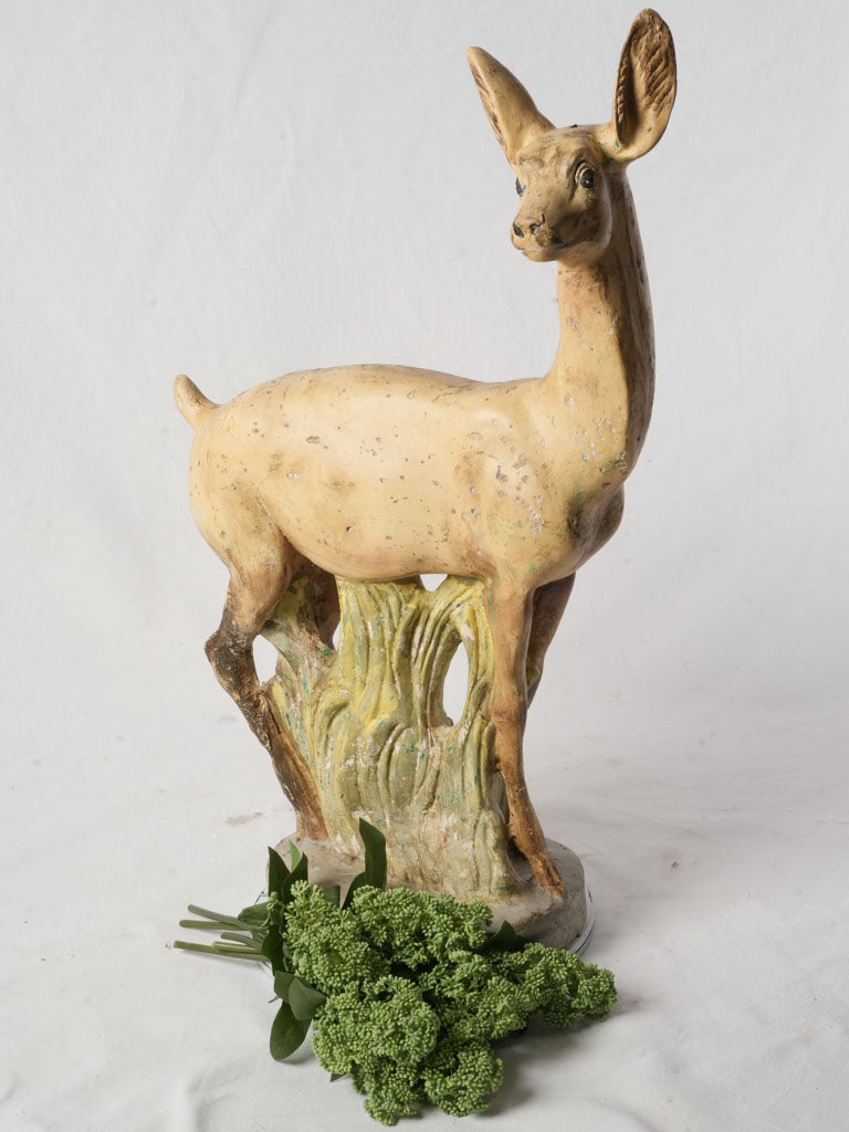 Vintage concrete garden statue doe
