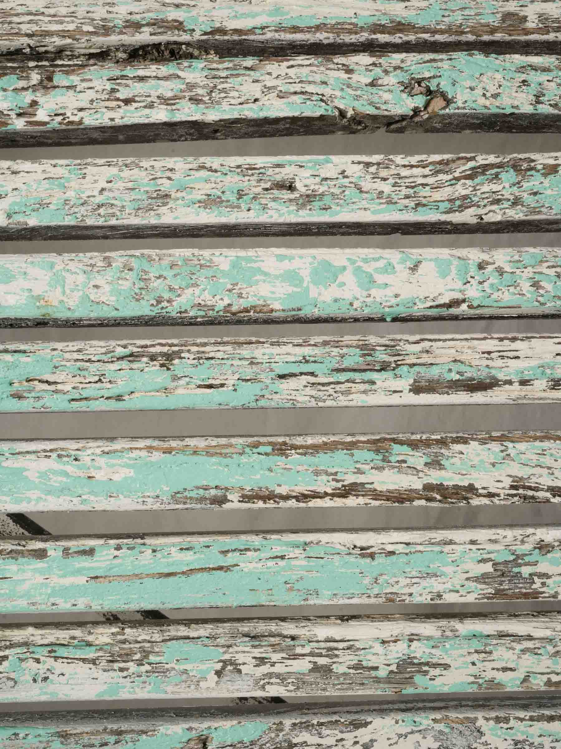 Weathered Slatted Garden Bench w/ Sage Green Patina - 78¾"