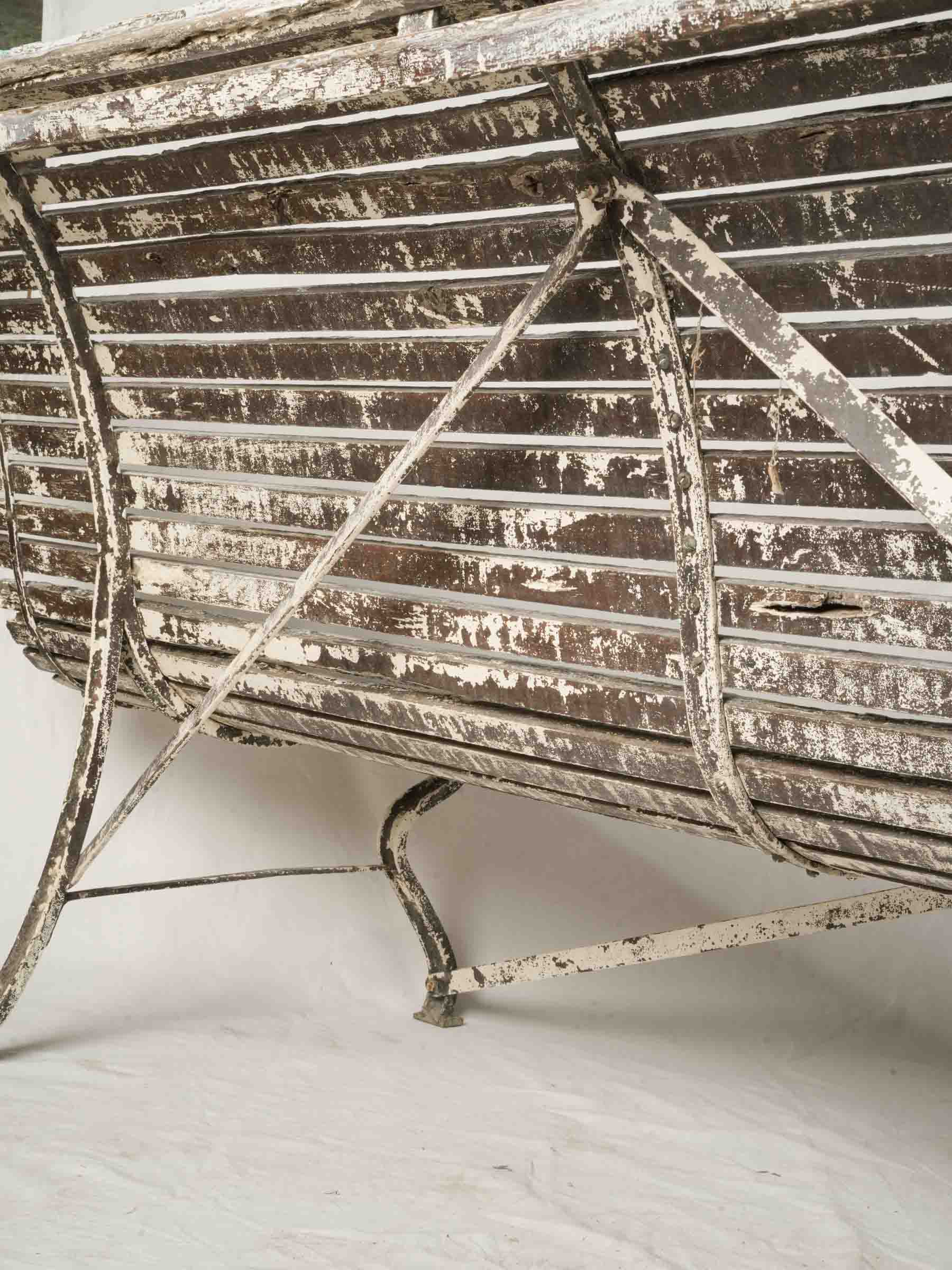 Weathered Slatted Garden Bench w/ Sage Green Patina - 78¾"