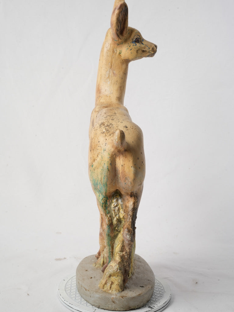 Naïve styled concrete doe sculpture