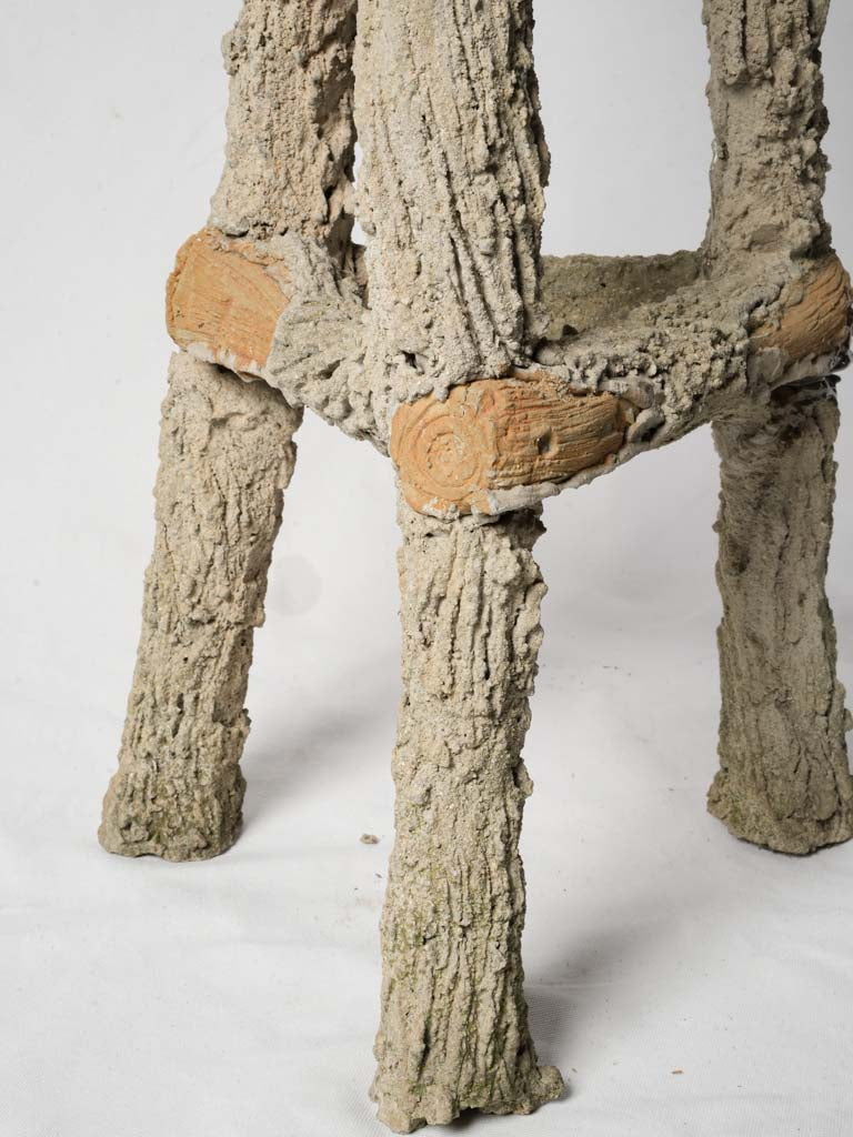 Sculptural faux-bois plant stand