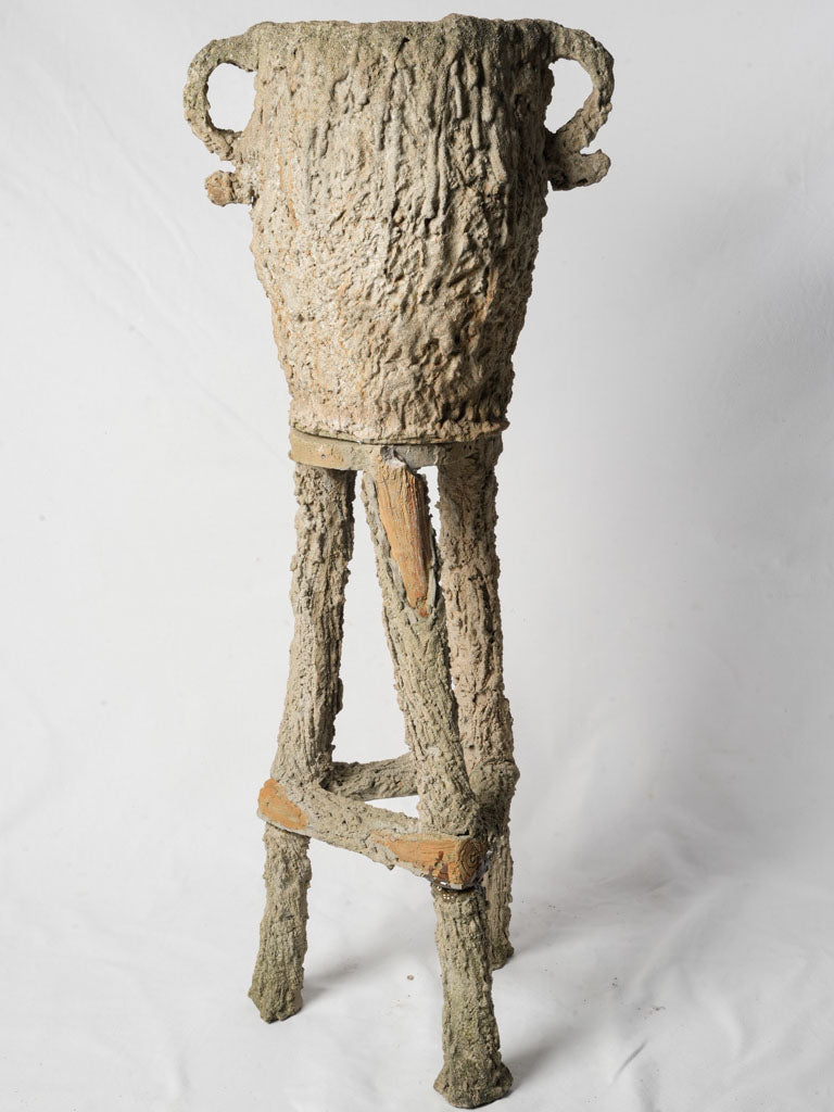 Rustic cement planter and stand