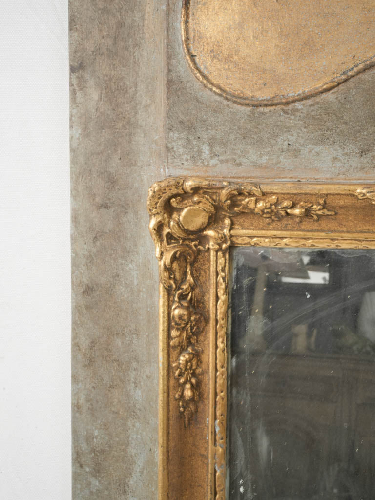 Gray-green trumeau mirror