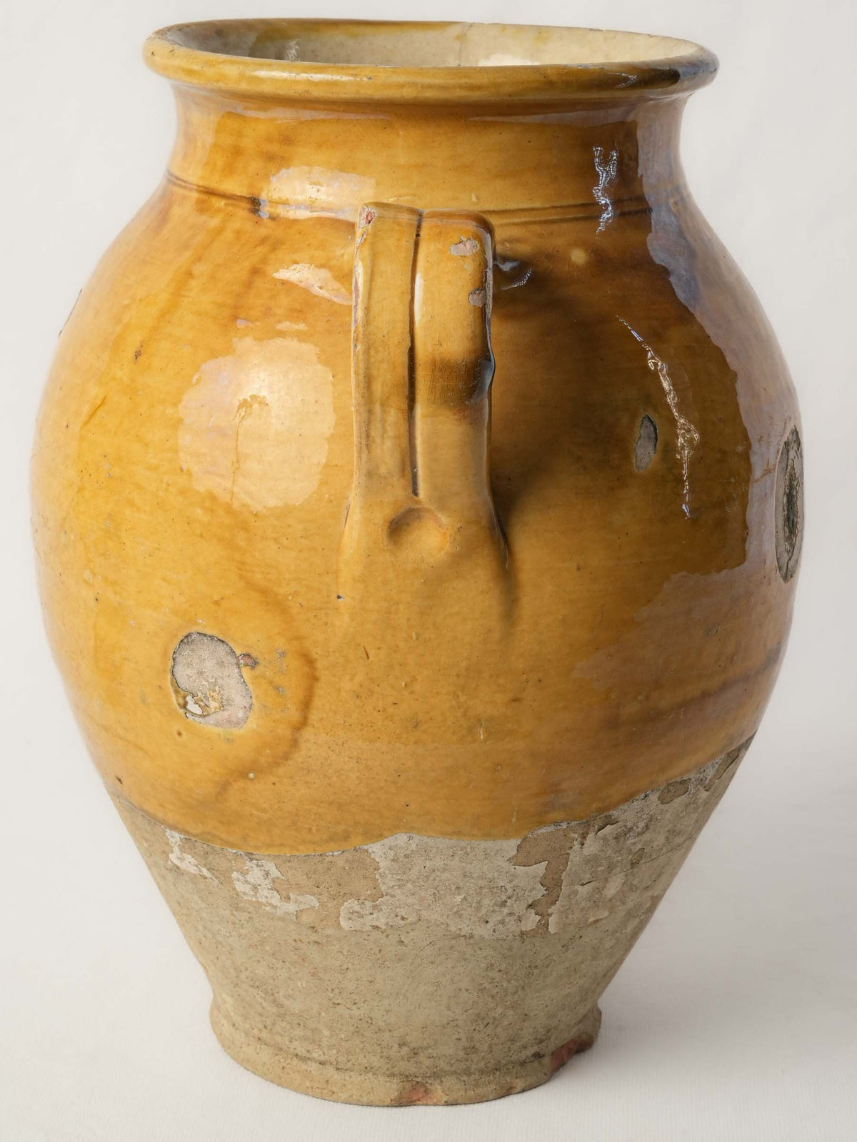 Large Antique French Confit Pot w/ Aged Yellow Glaze, c.1900 - 14¼"
