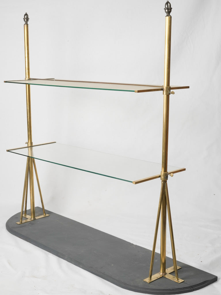 Vintage French brass & glass presentation stand