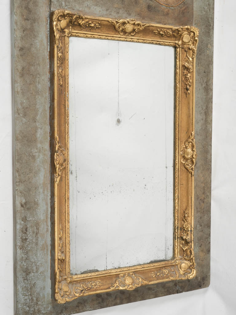 Distressed patina trumeau mirror
