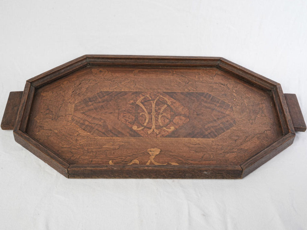 Detailed veneer inlaid tray
