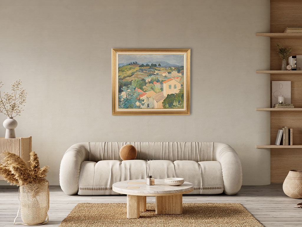 Rustic village scene painting