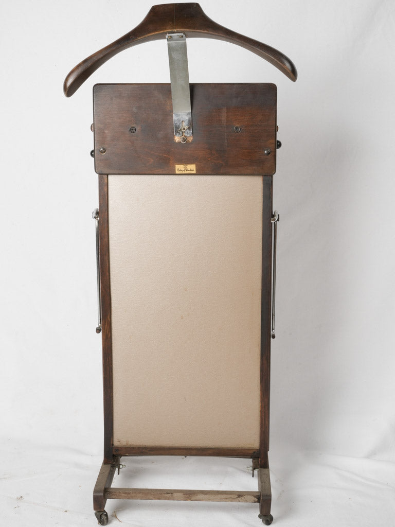 Varnished French valet with pants press | 1950s-french-wooden-clothes-valet-stand