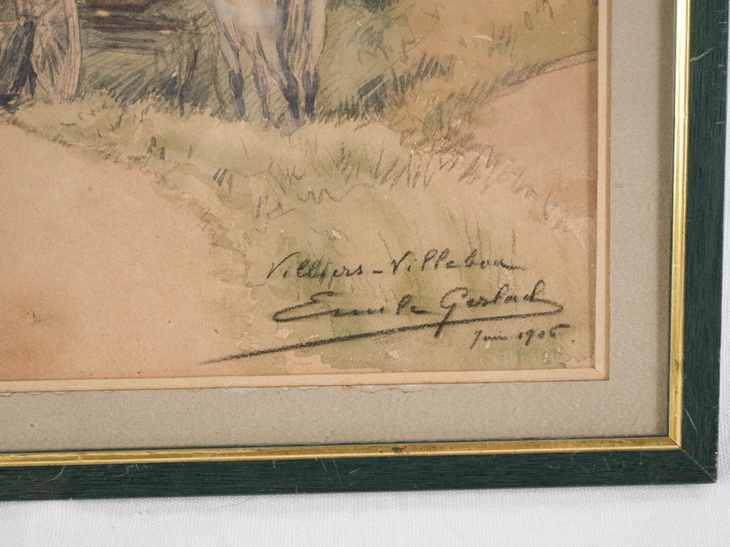 French Watercolor on Paper - Travelling People with Horse-Drawn Caravans Dated 1905 - 14½" x 20¾"