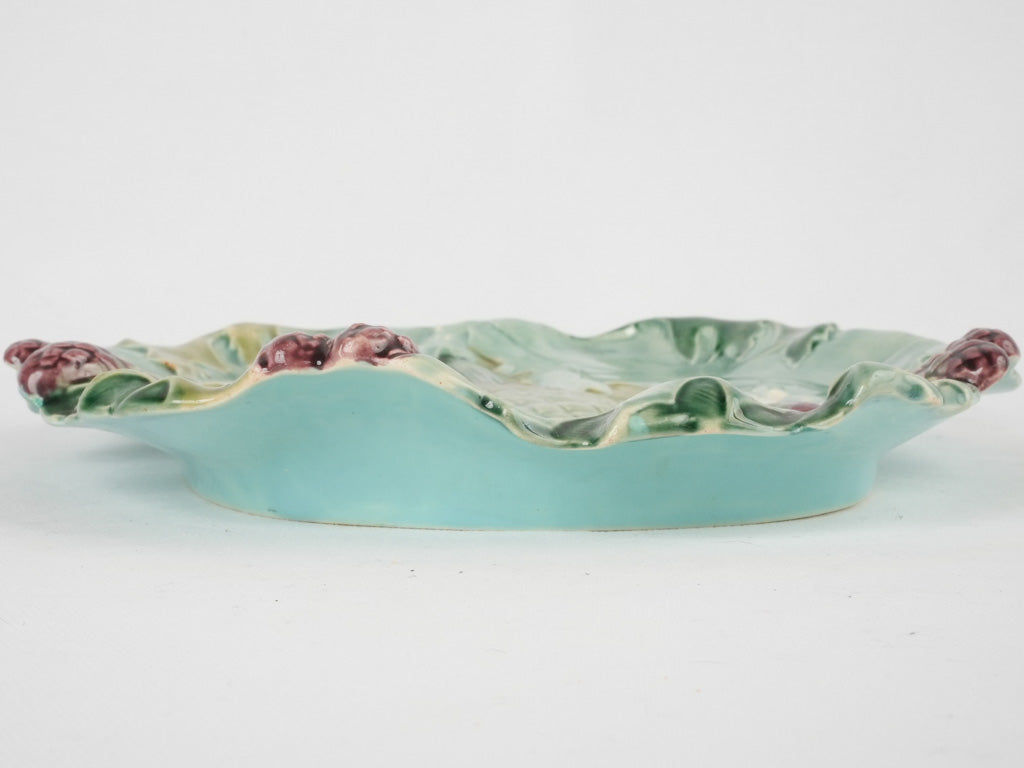 Longchamp majolica asparagus & artichoke platter - late 19th century 14½"