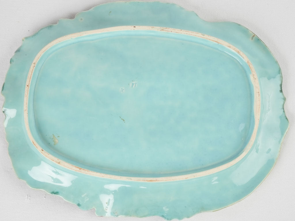 Longchamp majolica asparagus & artichoke platter - late 19th century 14½"