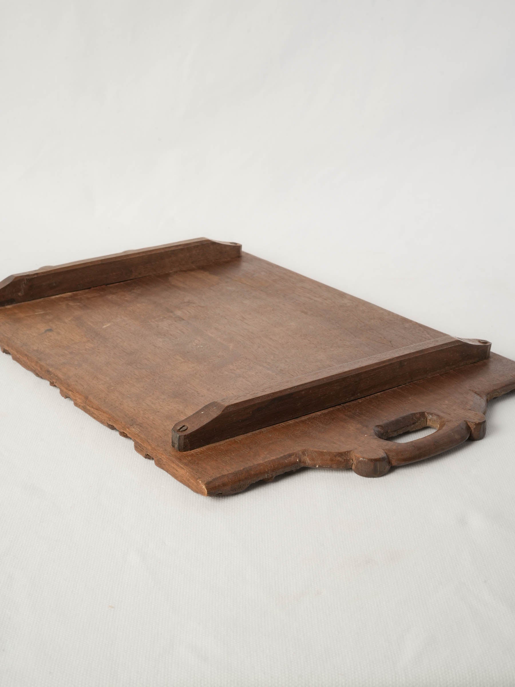 Antique Petite French Carved Walnut Tray w/ Vine-Leaf Decoration - 18"