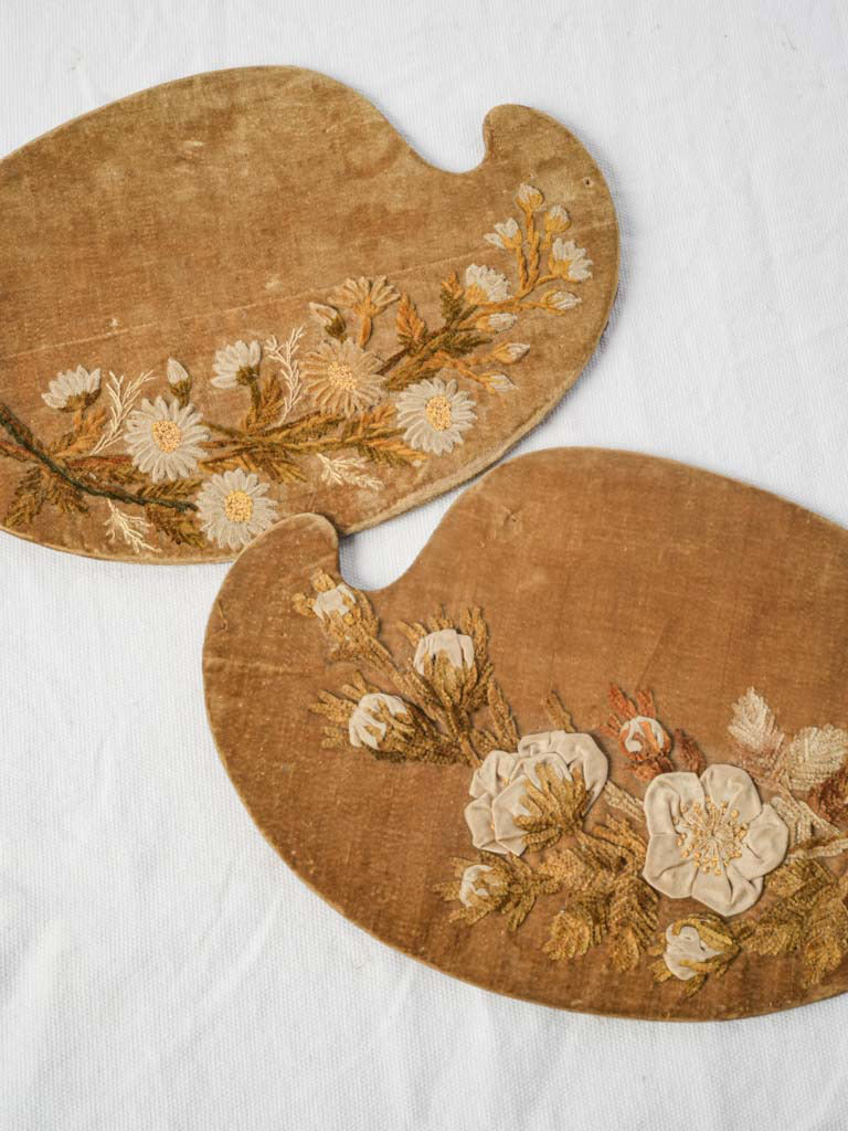 Golden-brown decorative needlework pieces
