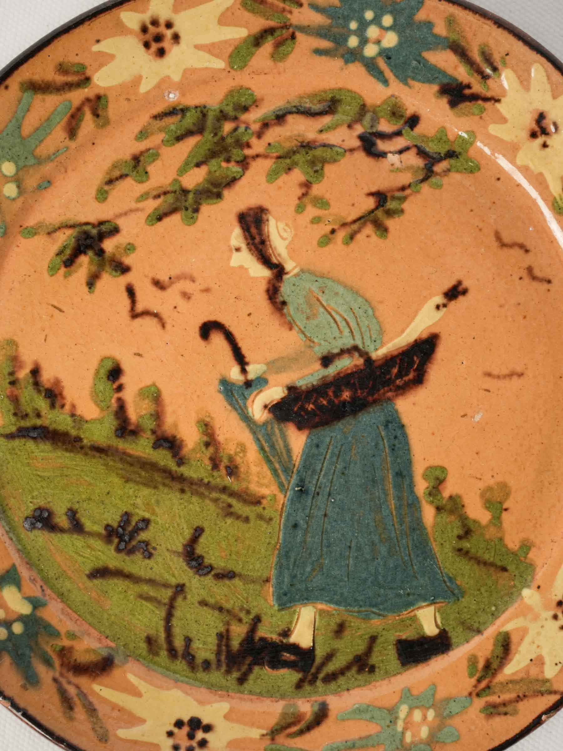 French Decorative Plate by Robert Géry w/ Country Scene, 1920–1950