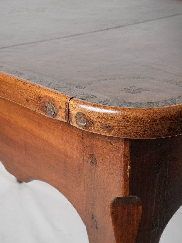 Finely aged leather table