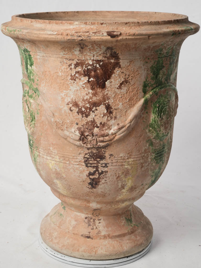 Artisanal Anduze Terracotta Garden Urn w/ Antique-Style Patina - 24"