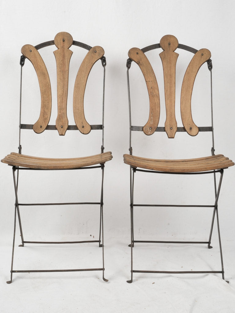 Patina metal framed folding chairs