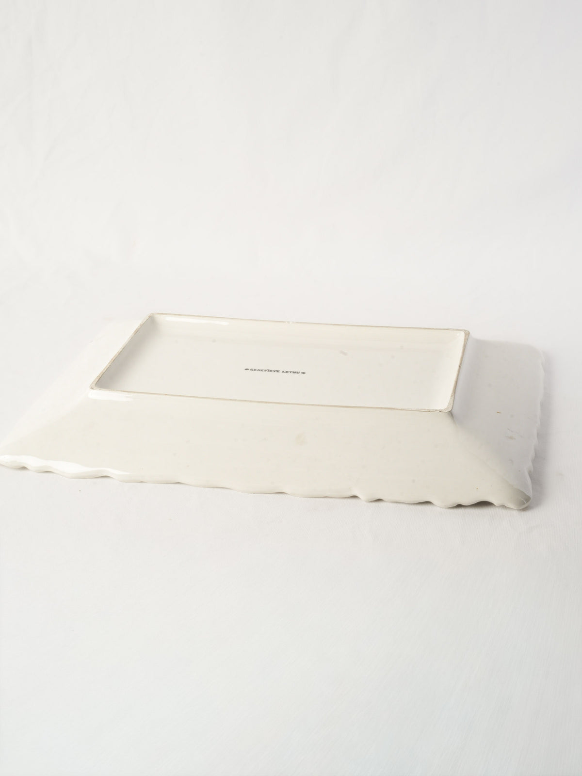 Large Vintage French White Ceramic Serving Platter w/ Relief Fruit Border - 21¼"