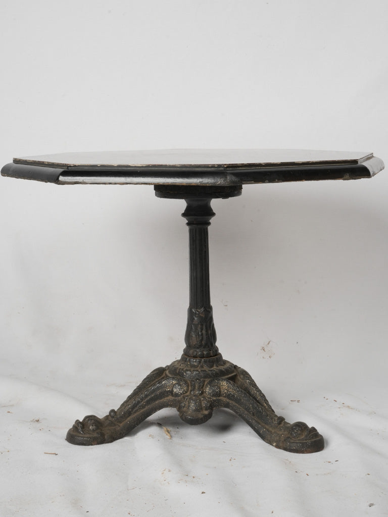 Distinctive geometric blackened wood table