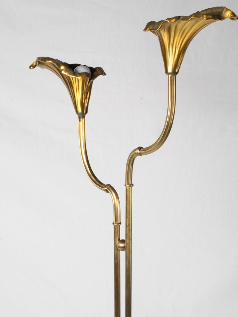 Artistic floral-inspired brass lamp