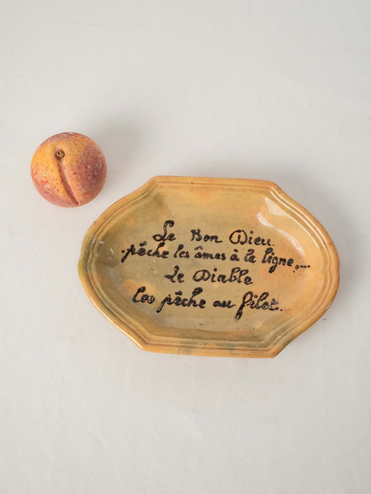1950s Pottery Dish by Siméon Roussin with Handwritten Alexandre Dumas Quote - 10¼"