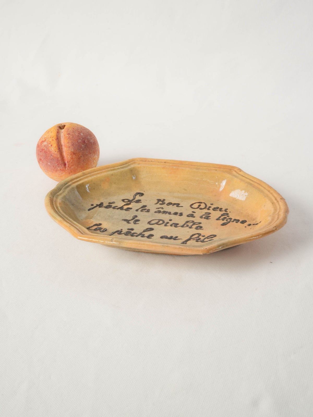 1950s Pottery Dish by Siméon Roussin with Handwritten Alexandre Dumas Quote - 10¼"