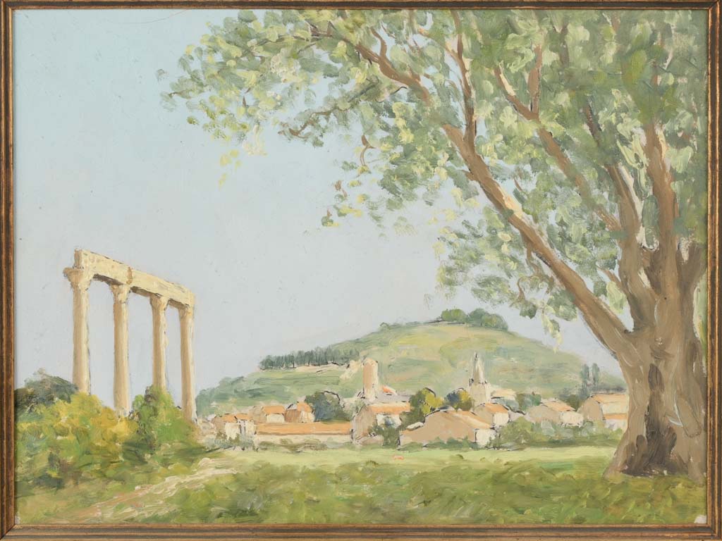 Gilded-frame springtime countryside oil portraits