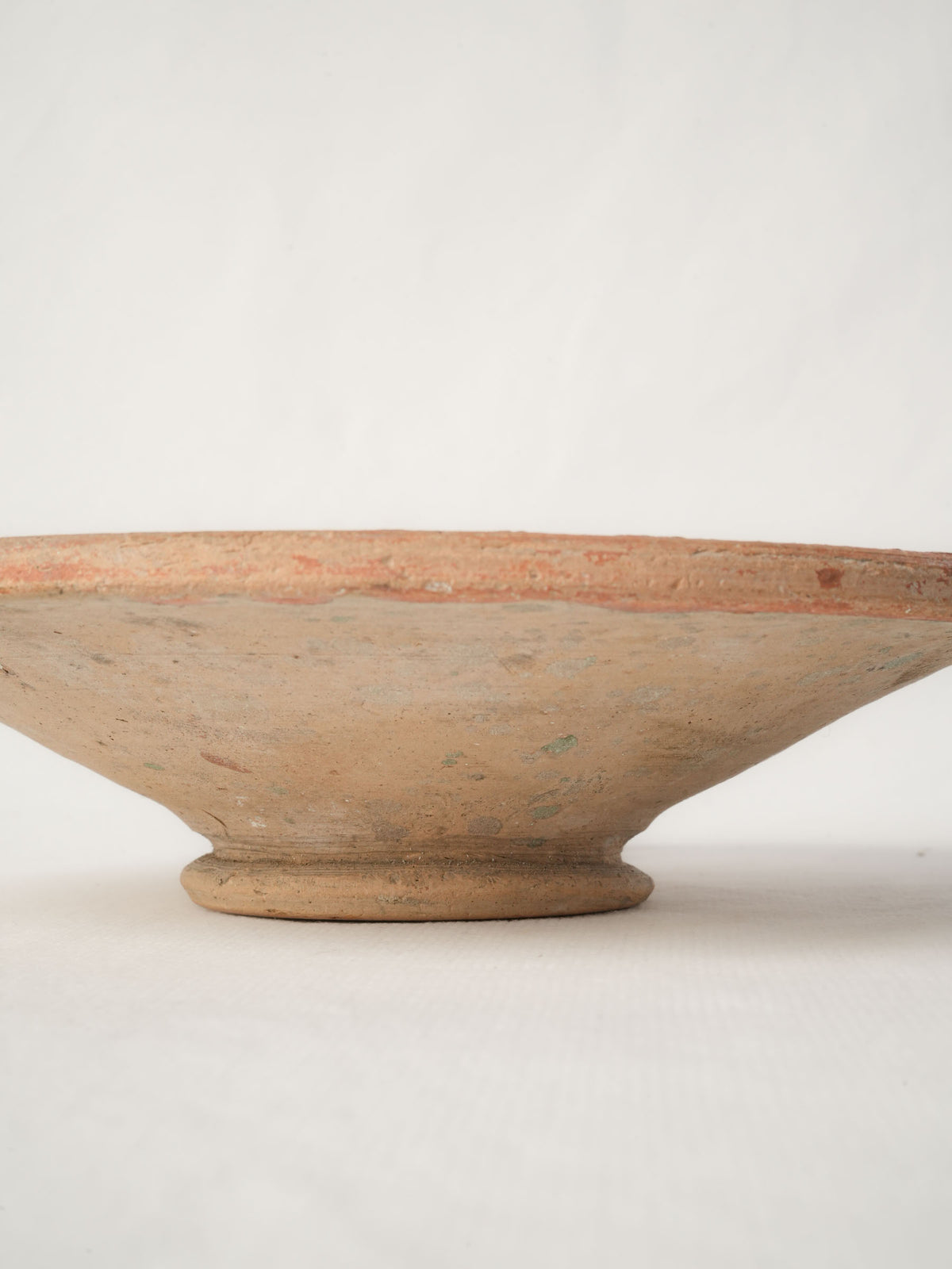 Small Antique Provençal Earthenware Tourne-Omelette with Orange and Cream Glaze - 8¼" diam.