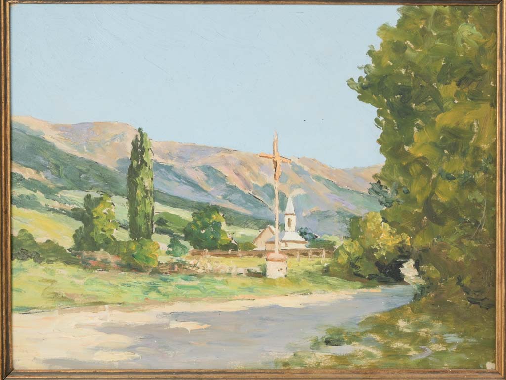 Traditional verdant French village artworks