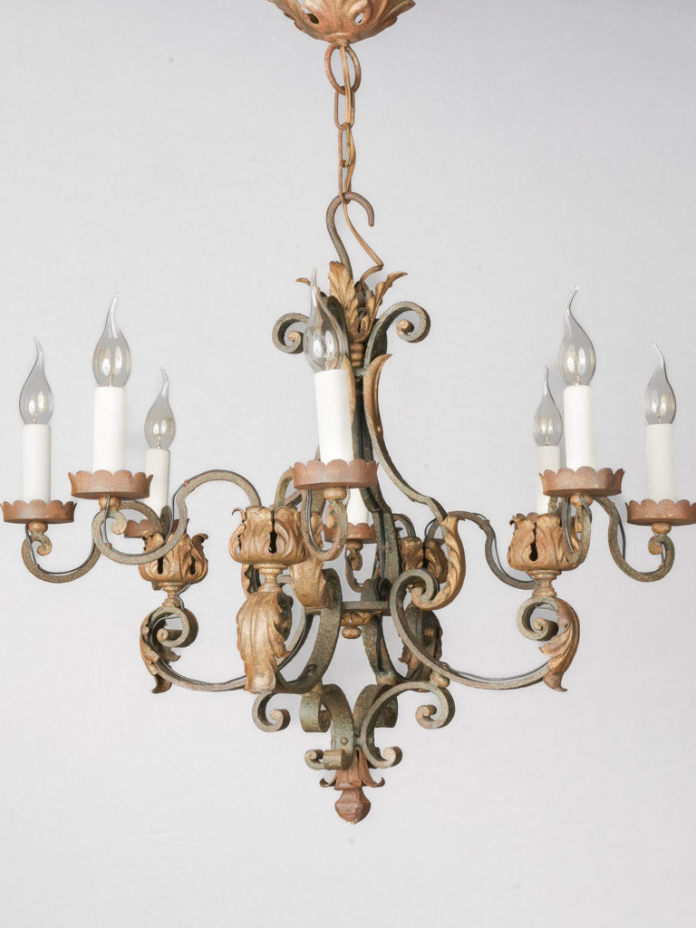 Antique French wrought iron chandelier