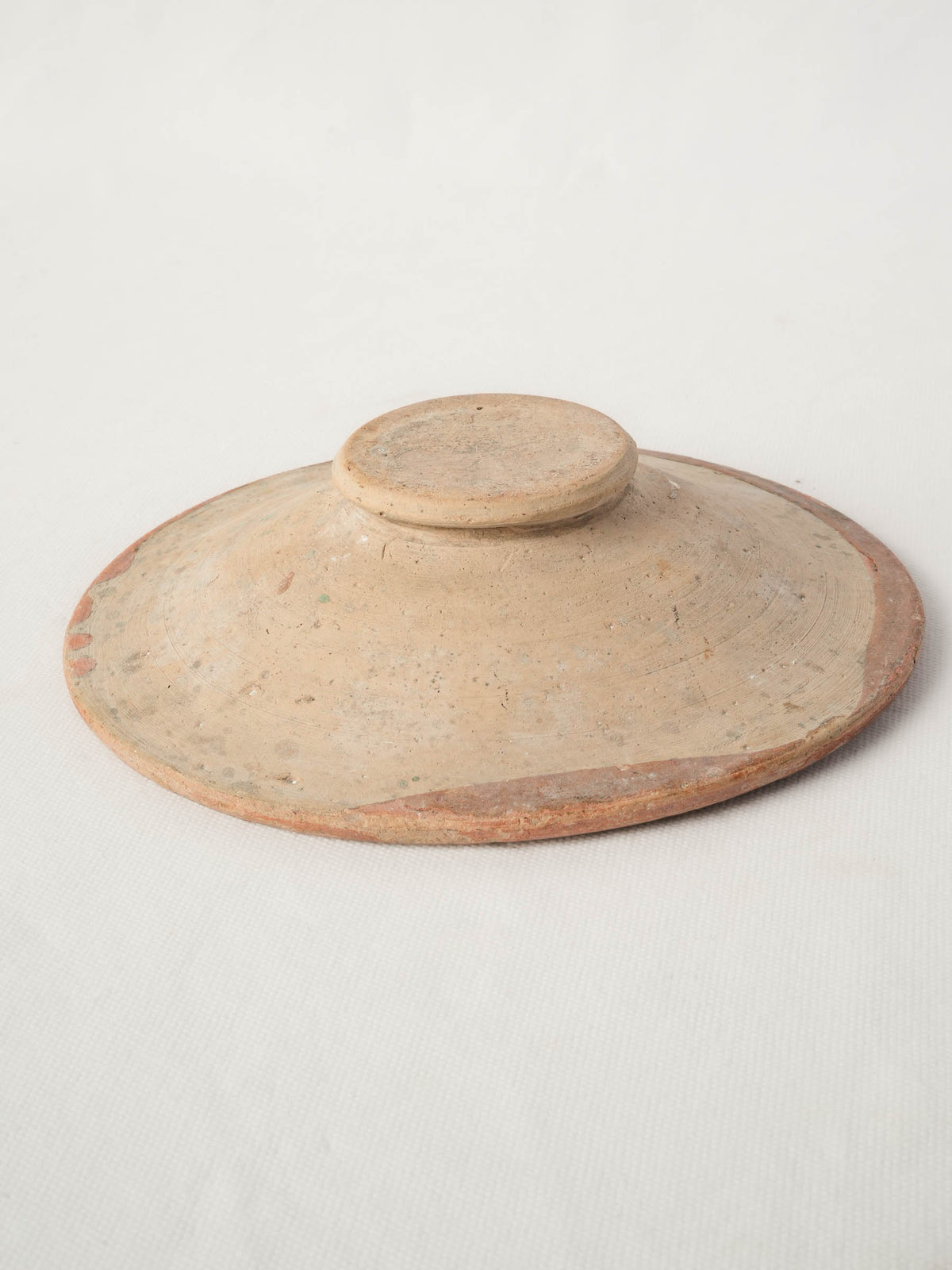 Small Antique Provençal Earthenware Tourne-Omelette with Orange and Cream Glaze - 8¼" diam.