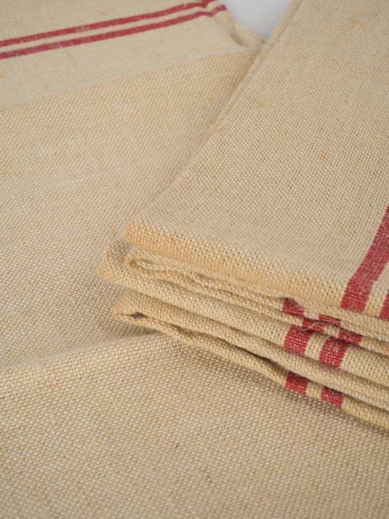 Striped 1950s French linen kitchen towels