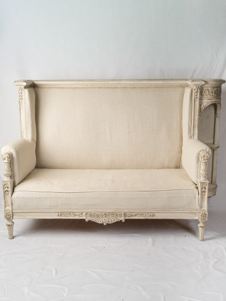 French Louis XVI Revival Banquette w/ Side Étagère c.1920 - 42½" x 62½"