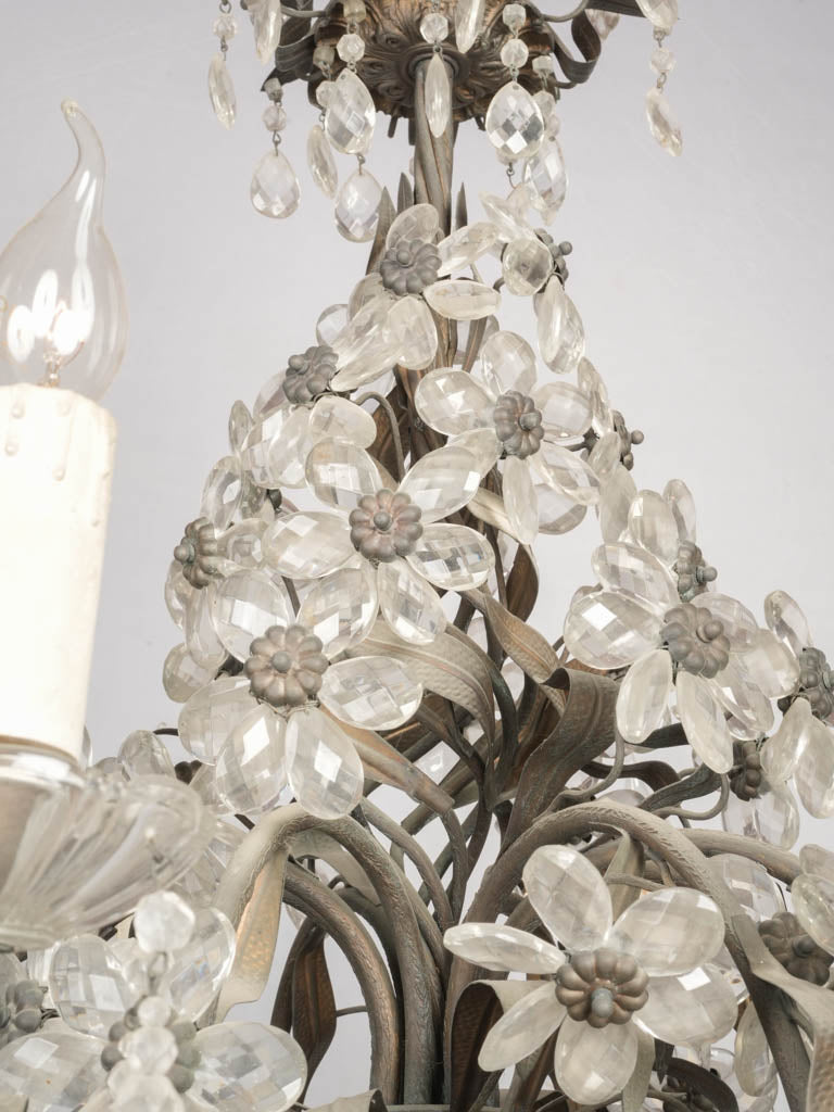 Romantic crystal-pendant French chandelier