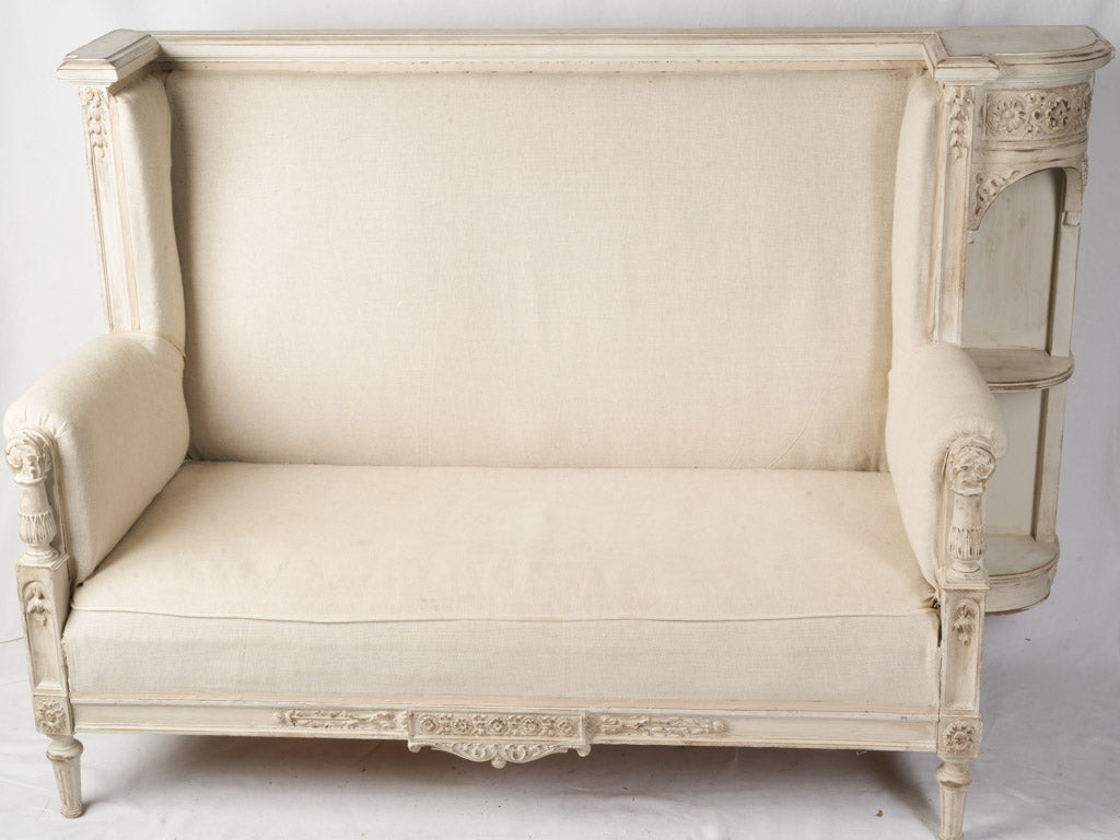 French Louis XVI Revival Banquette w/ Side Étagère c.1920 - 42½" x 62½"
