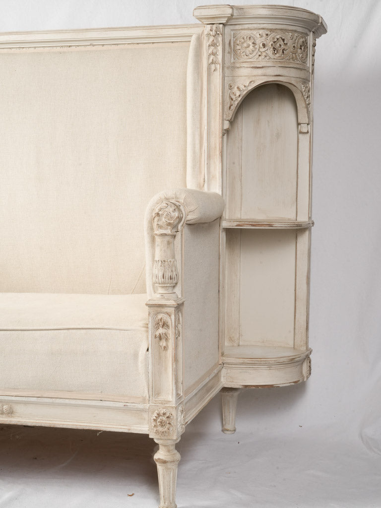 French Louis XVI Revival Banquette w/ Side Étagère c.1920 - 42½" x 62½"