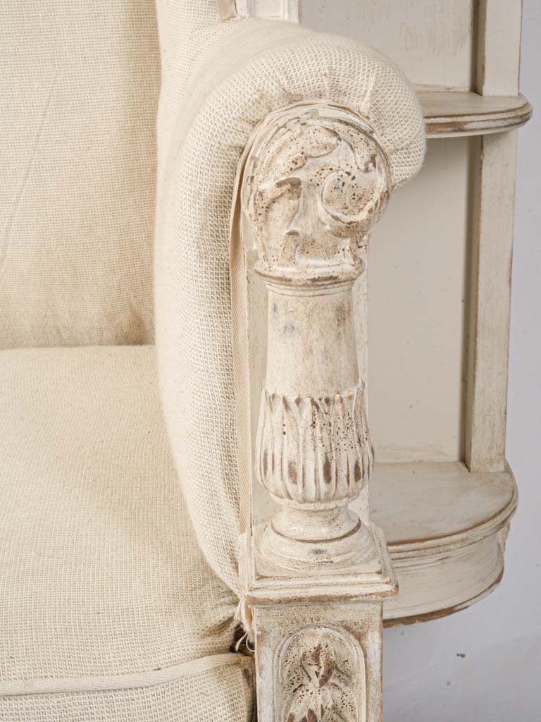 French Louis XVI Revival Banquette w/ Side Étagère c.1920 - 42½" x 62½"