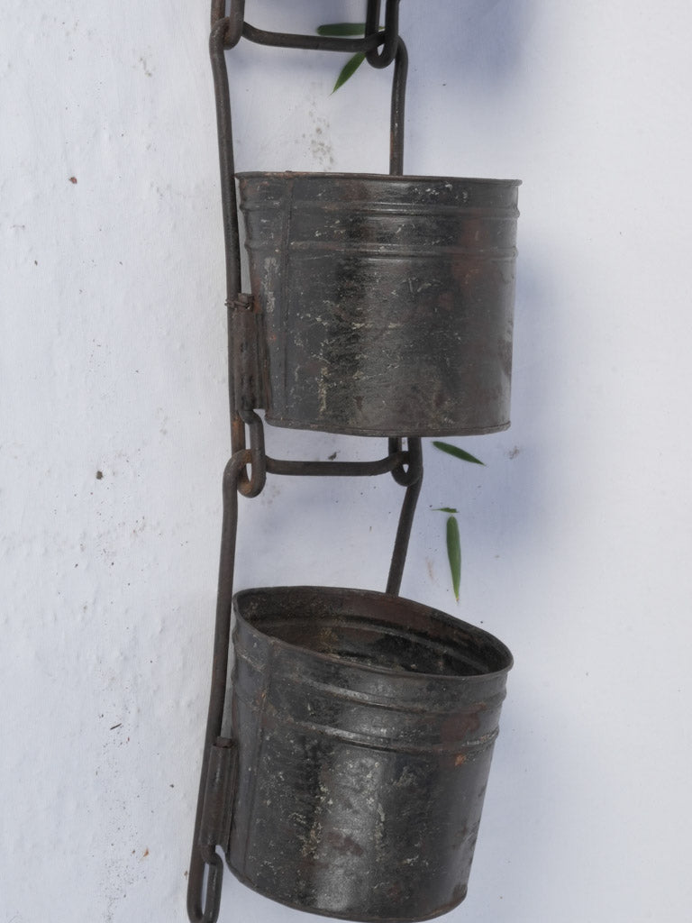 Rustic metal bucket rack