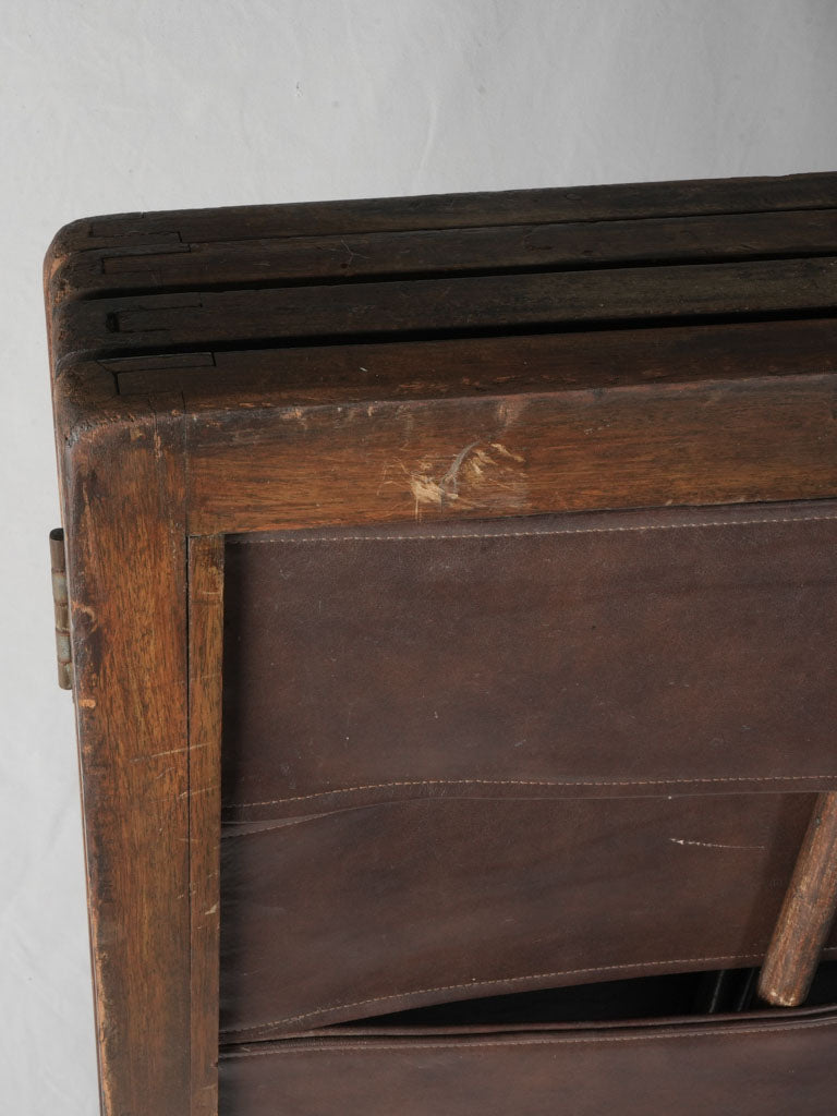 Rustic leather and wood partition