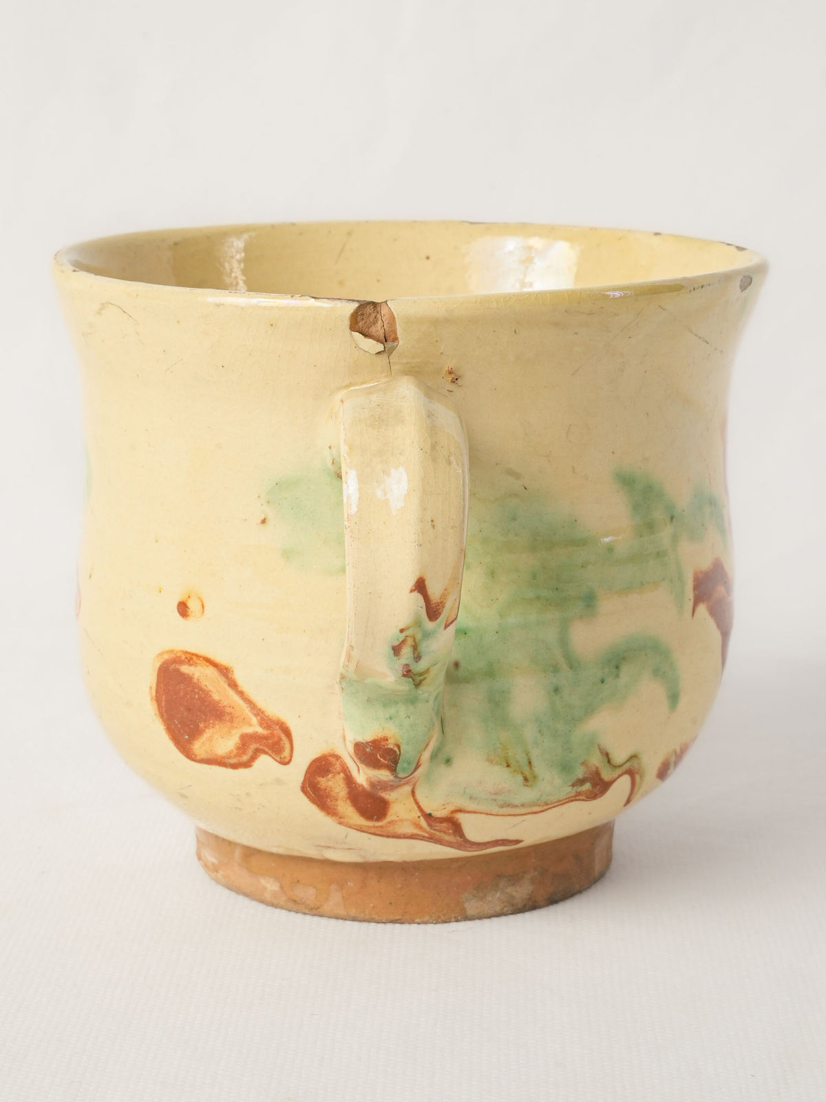 Antique Savoyard Jaspé-Glazed Earthenware Broth Bowl - 4¾" x 7"