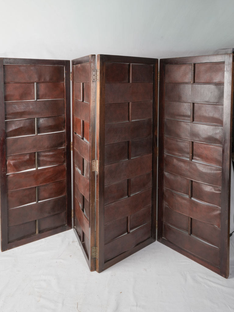 Elegant chocolate-brown four-panel screen
