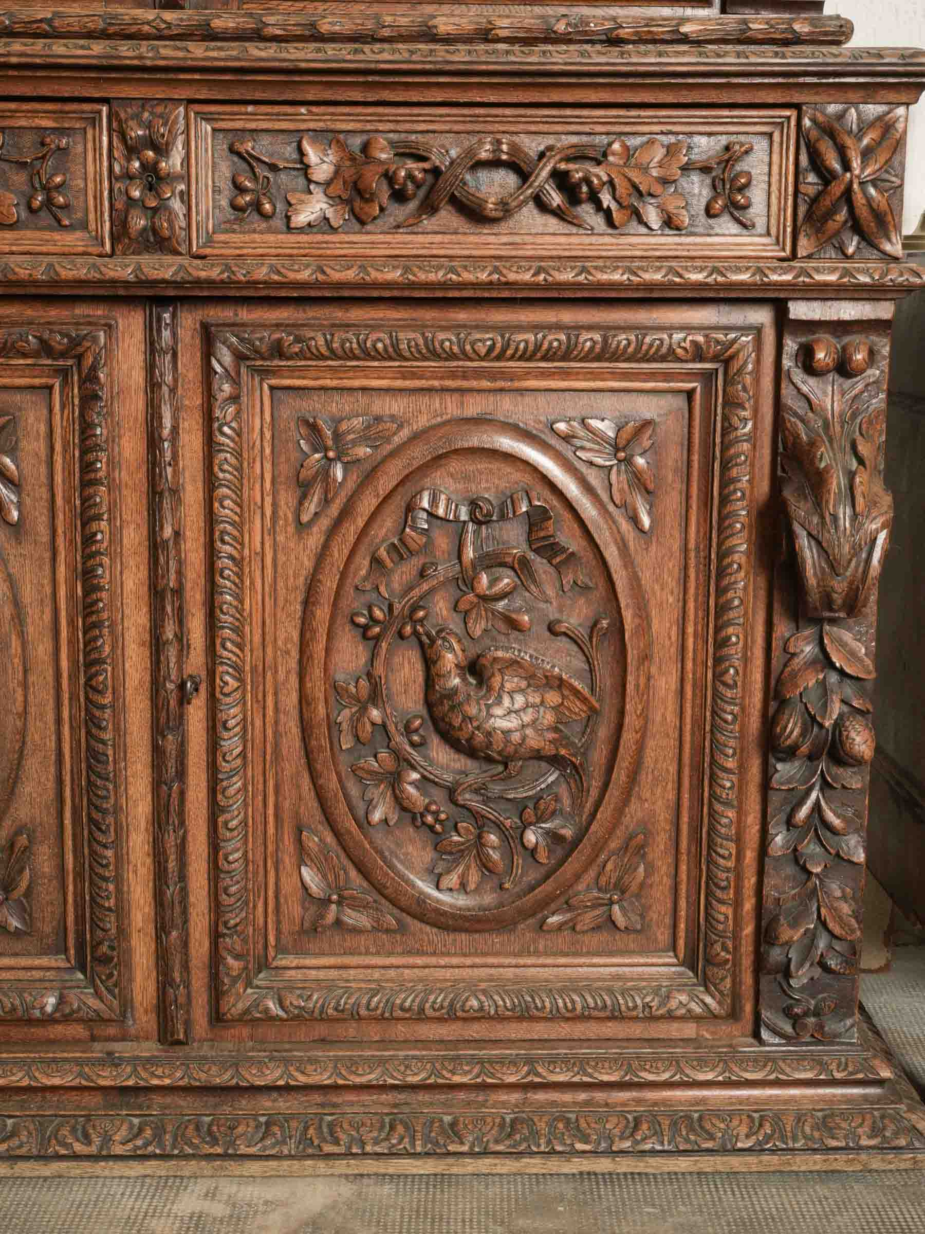 Exuberantly Carved French Renaissance Revival Vitrine - 87" x 52¼" x 22½"