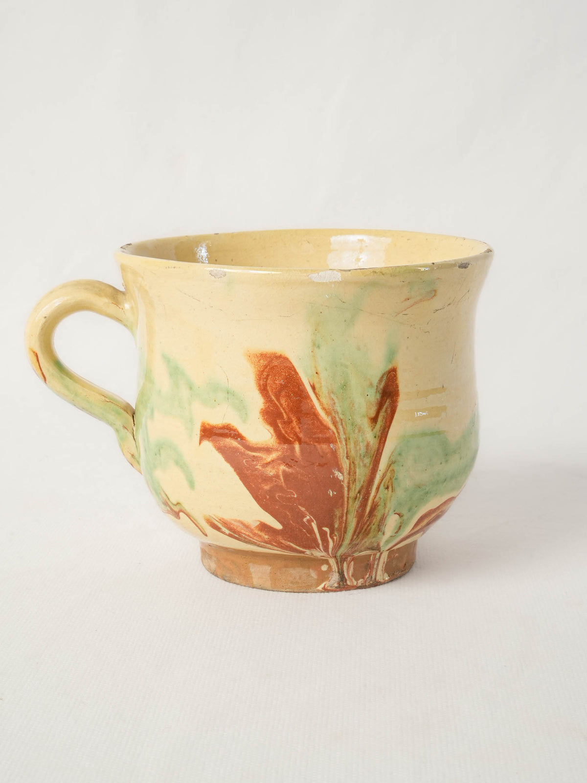 Antique Savoyard Jaspé-Glazed Earthenware Broth Bowl - 4¾" x 7"