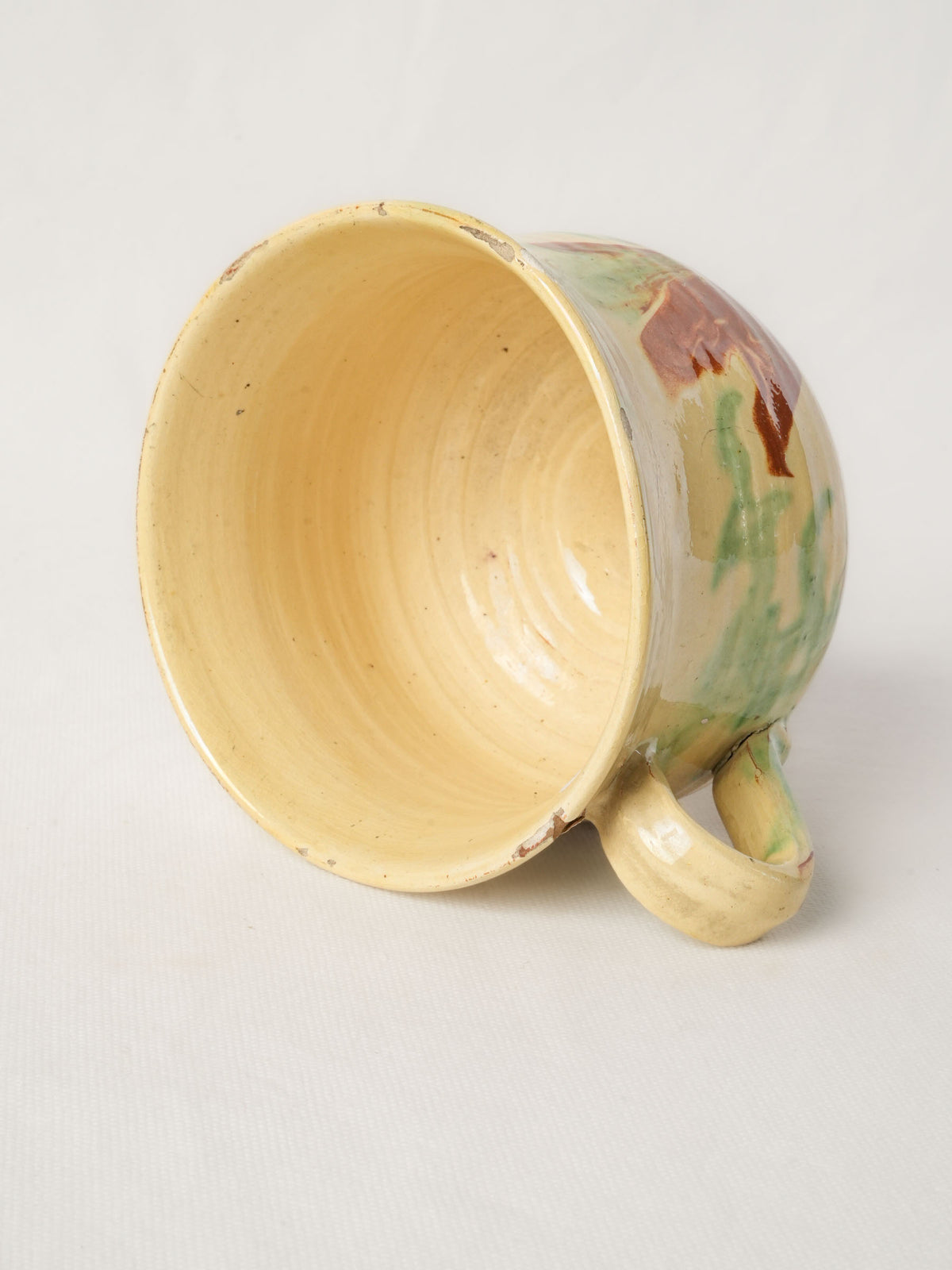 Antique Savoyard Jaspé-Glazed Earthenware Broth Bowl - 4¾" x 7"