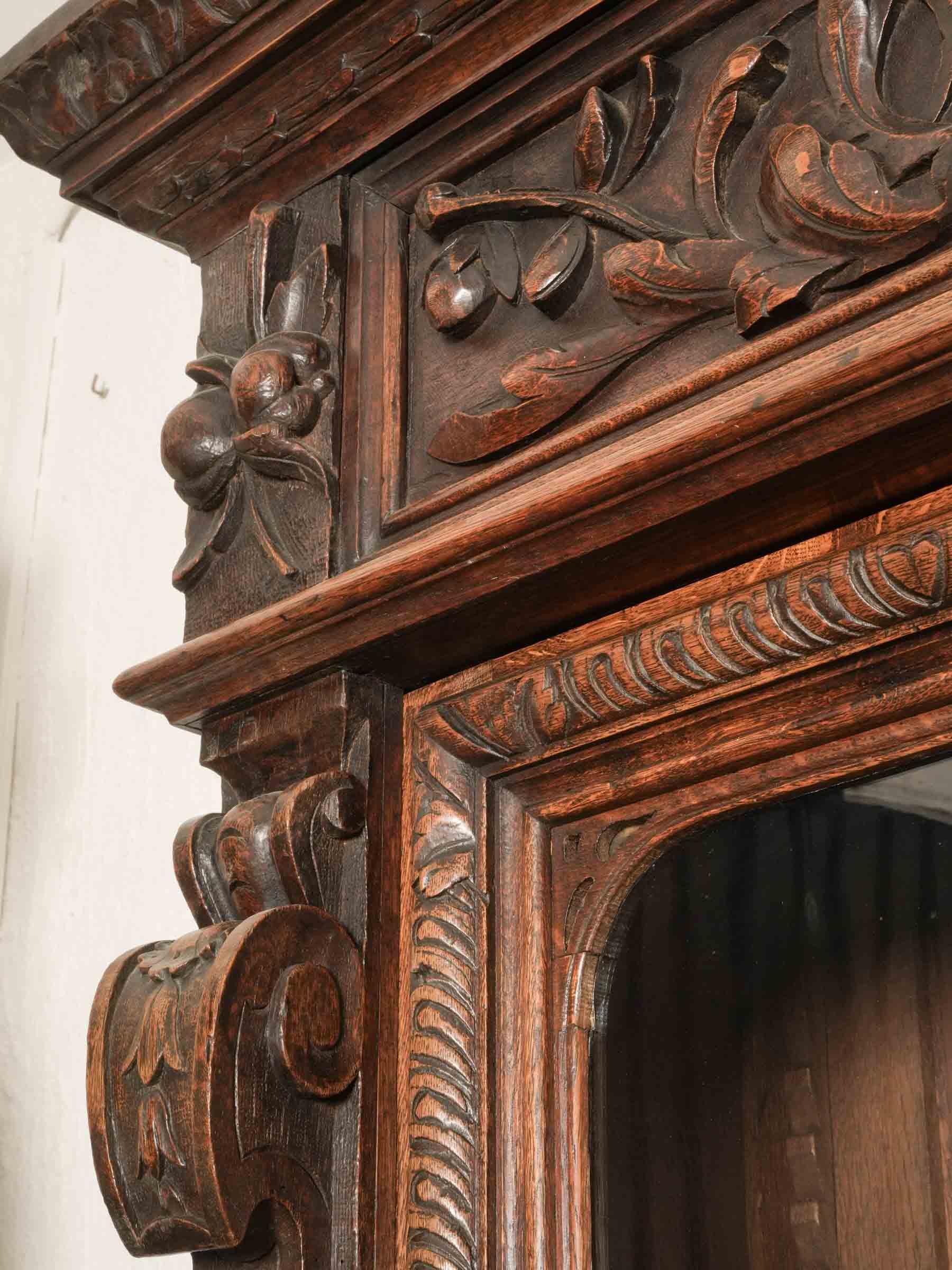 Exuberantly Carved French Renaissance Revival Vitrine - 87" x 52¼" x 22½"