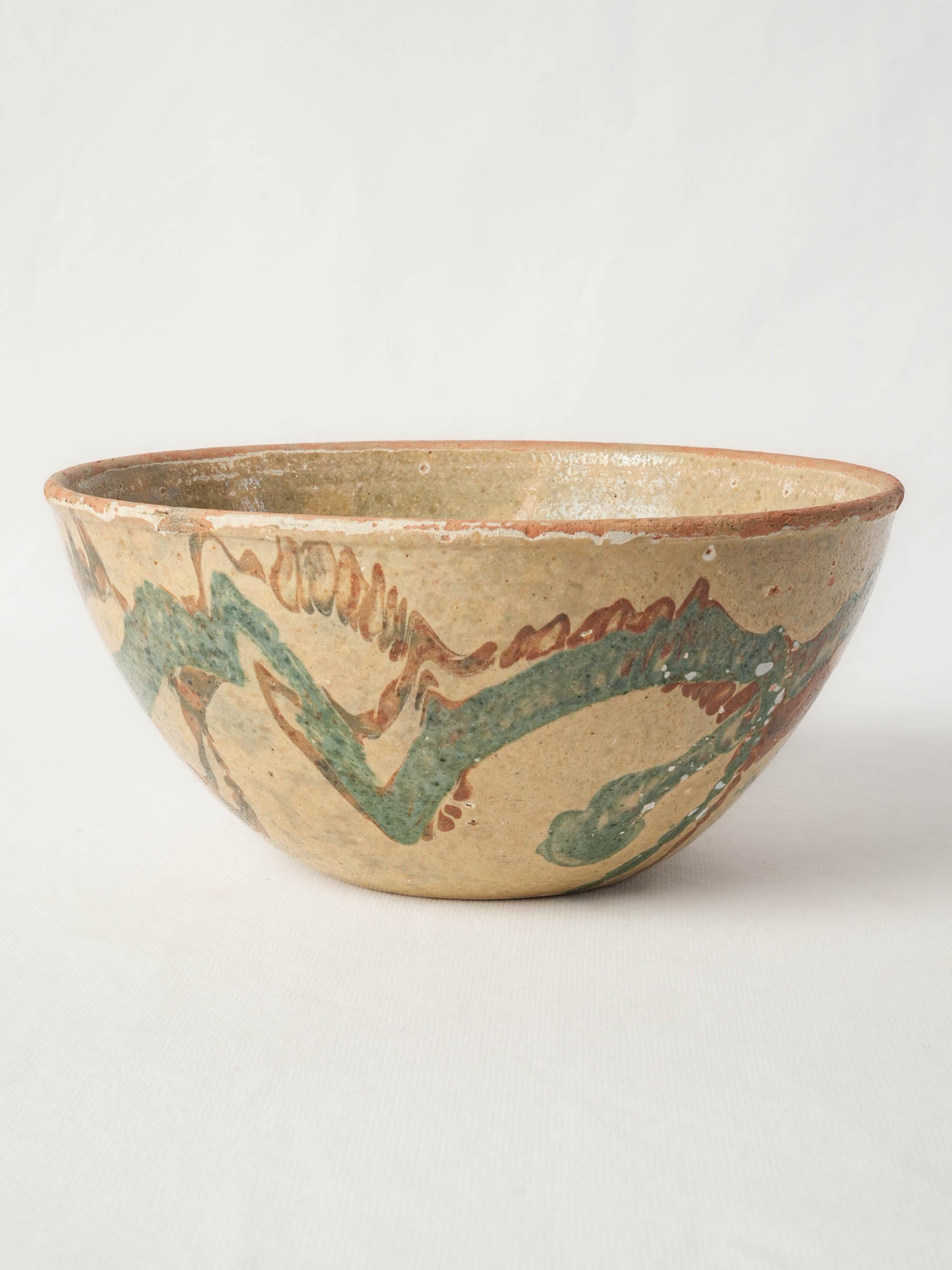 Mid-20th-Century Vallauris Jaspé-Glazed Salad Bowl (decorative) - 4¾" x 9¾"