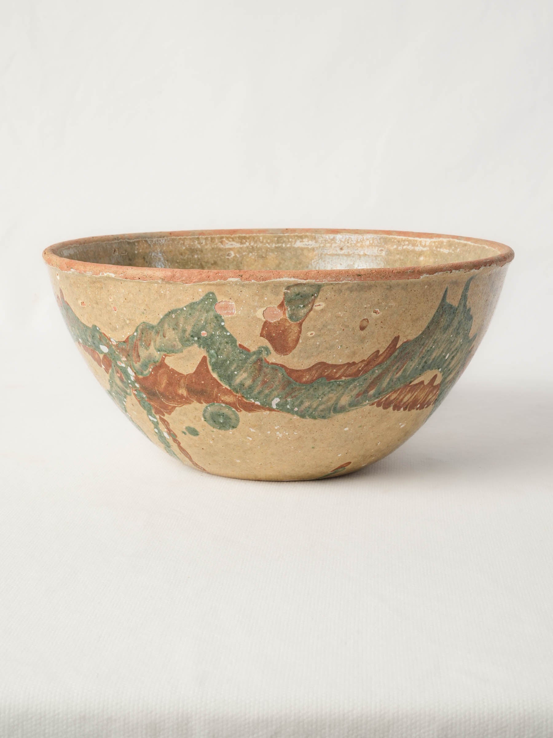 Mid-20th-Century Vallauris Jaspé-Glazed Salad Bowl (decorative) - 4¾" x 9¾"