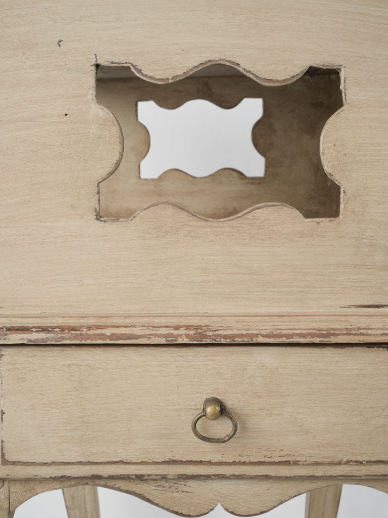 Timeless beige scalloped bedside table