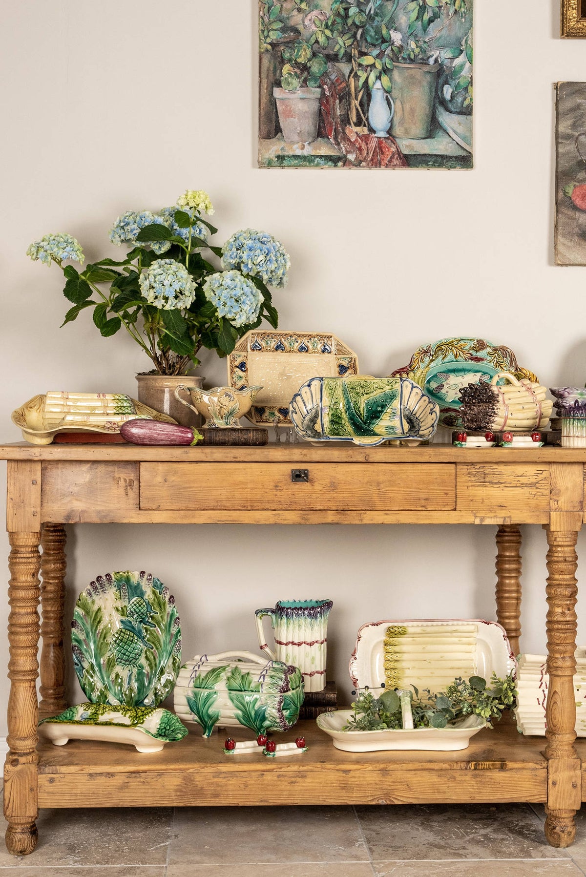 Handcrafted Salins earthenware asparagus platter